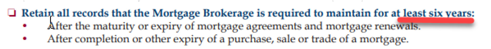 Mortgage Brokerage record